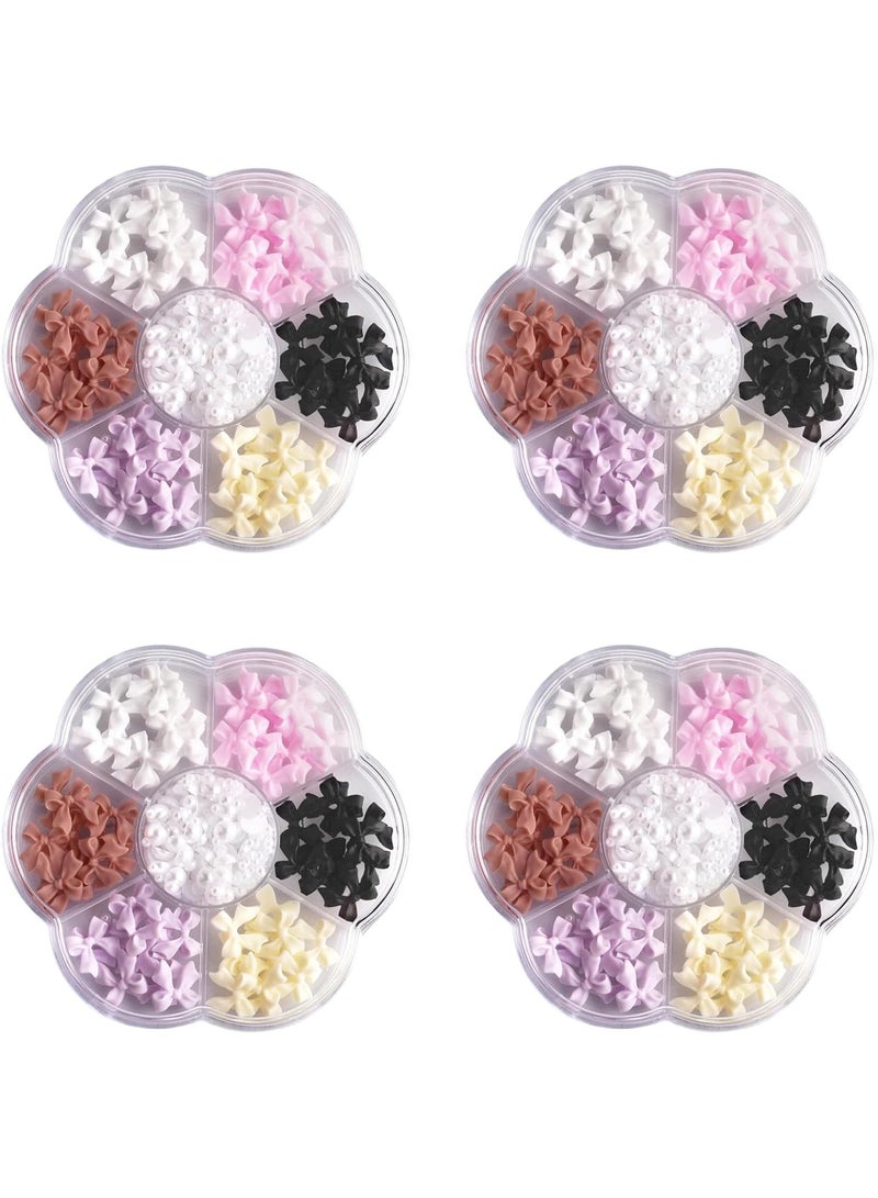 ChicAbode 4 Pack Colorful Bow-Knot Nail Stud Rhinestones Crystal, 3D Bow-Knot Colorful Nail Charms Set for Nail Stones Design DIY Decoration Jewel Stones Nail Art Rhinestones - Image 1